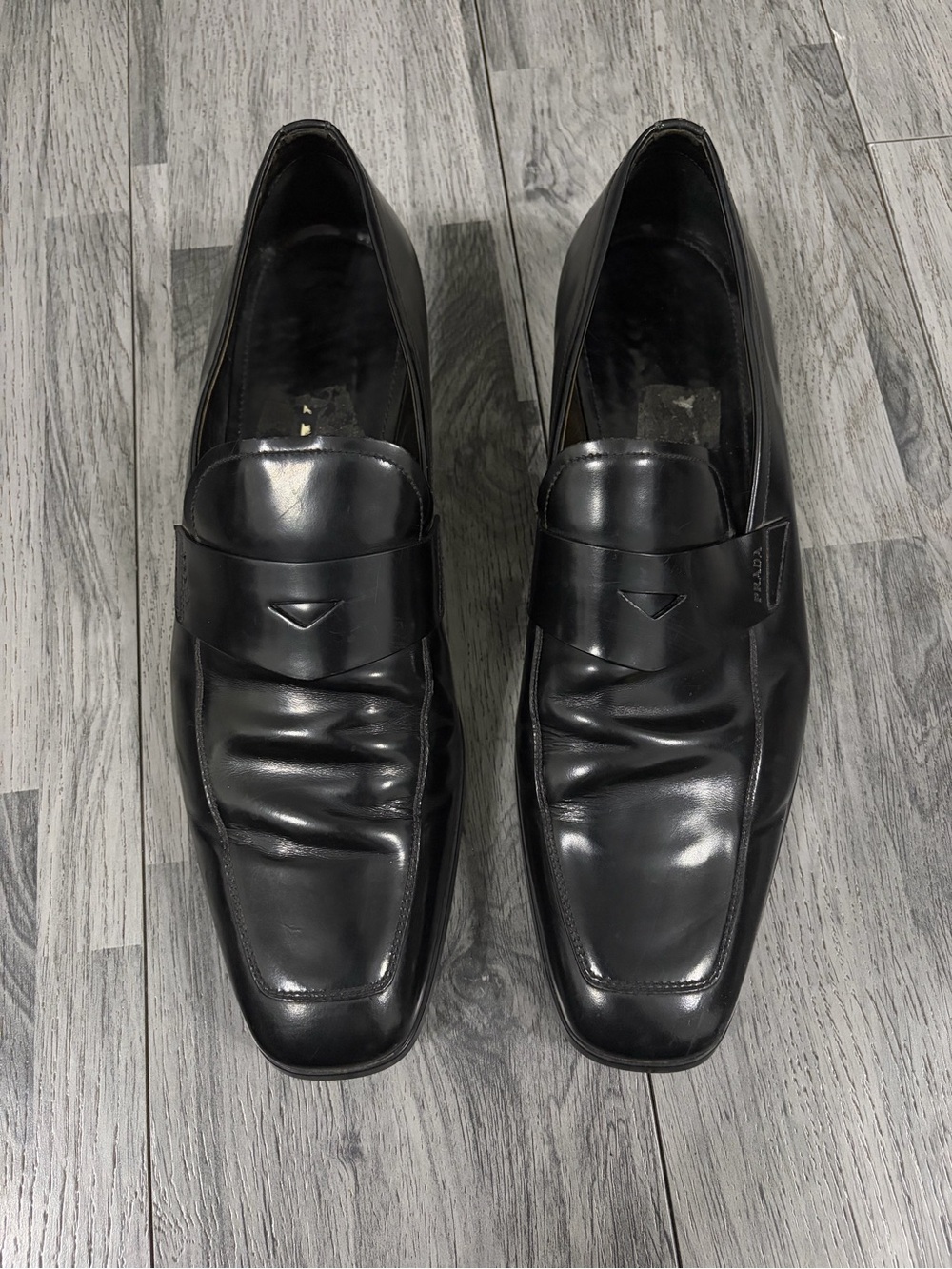 Prada Black Leather Penny Loafers - Picture 4 of 11